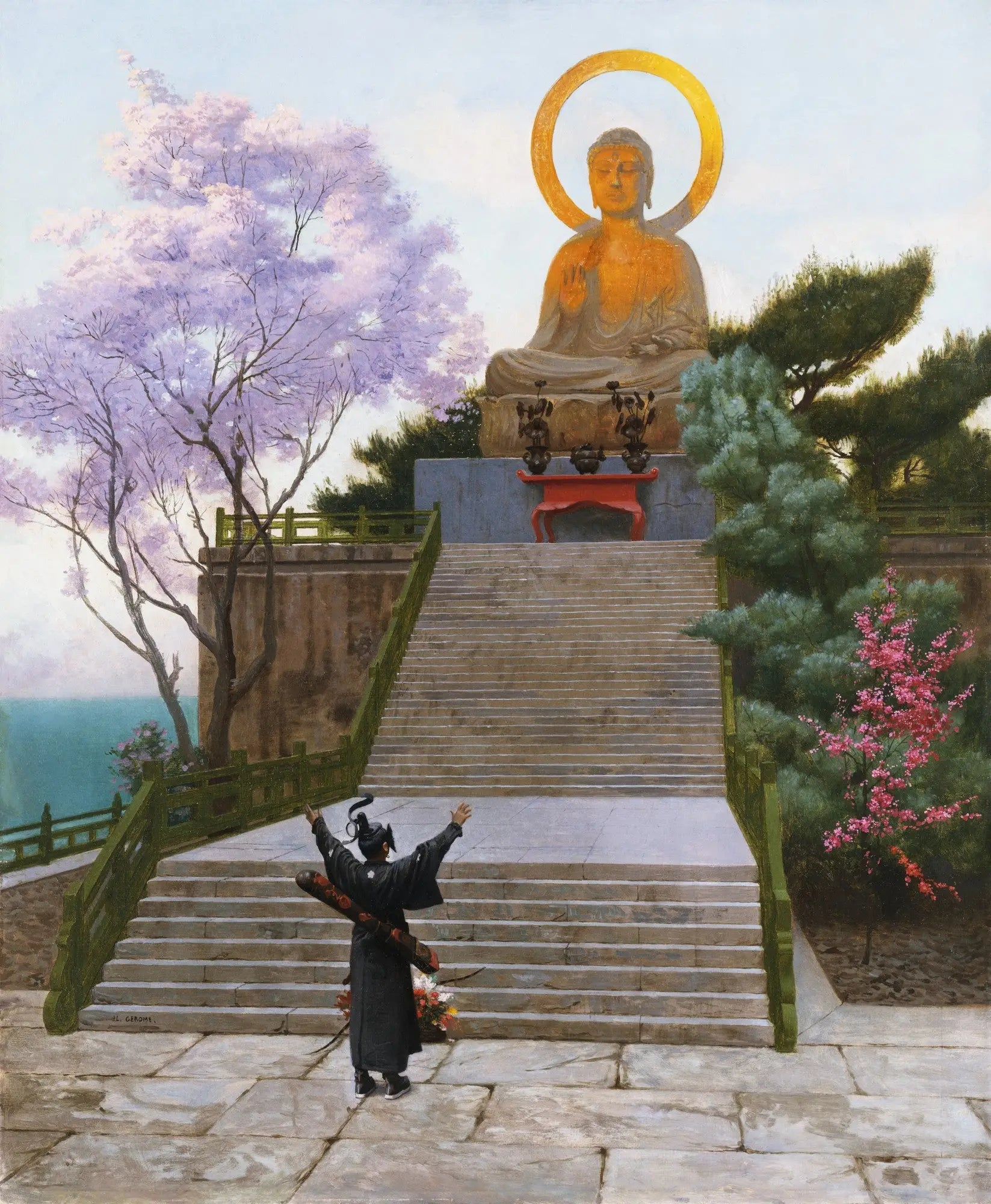 Reproduction du tableau « Japonais implorant une divinité - Jean-Léon Gérôme » par Alpha Reproduction en peinture à l’huile