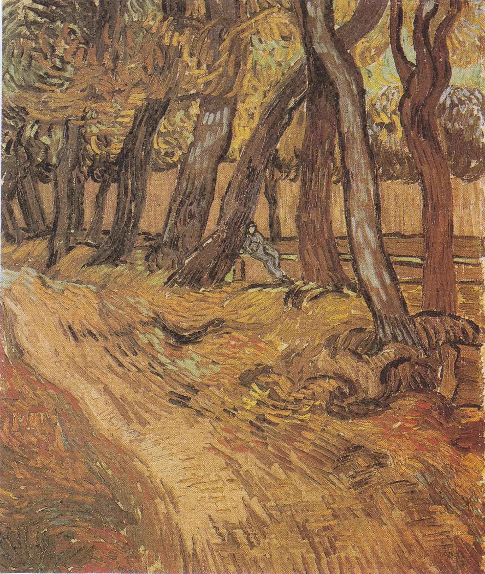 Jardin de l'hôpital Saint-Paul avec Figure, Le - Vincent van Gogh image 1 reproduction d’œuvre d’art à l’huile