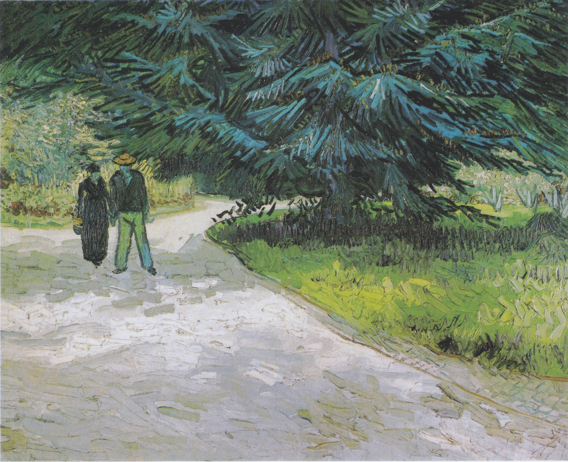 Le Jardin du poète III F479 de Vincent van Gogh, couple sous un sapin bleu