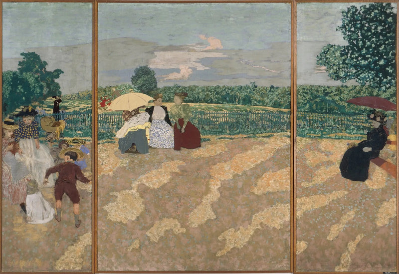 Offentlige haver: samtalen, barnepigerne, den røde paraply - Édouard Vuillard