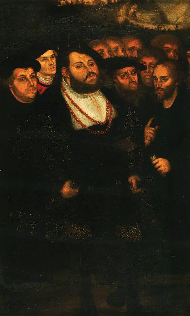 Jean Frédéric den Magnanime (1503-1554), med en gruppe reformatorer - Lucas Cranach den Ældre
