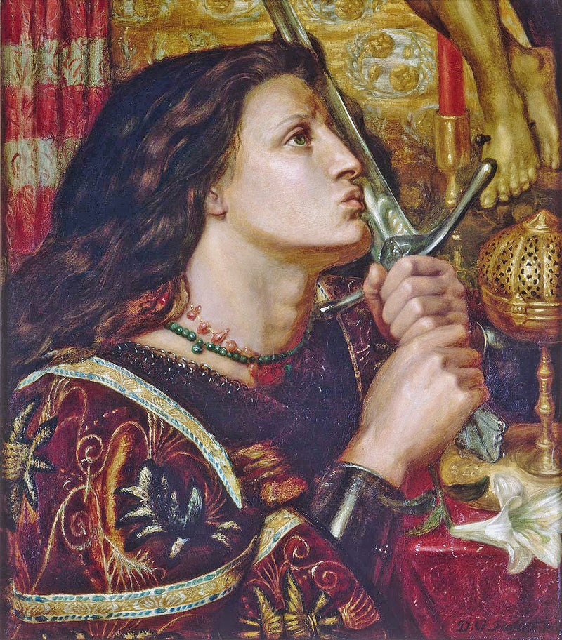 Jeanne d'Arc kysser sværet af befrielse - Dante Gabriel Rossetti