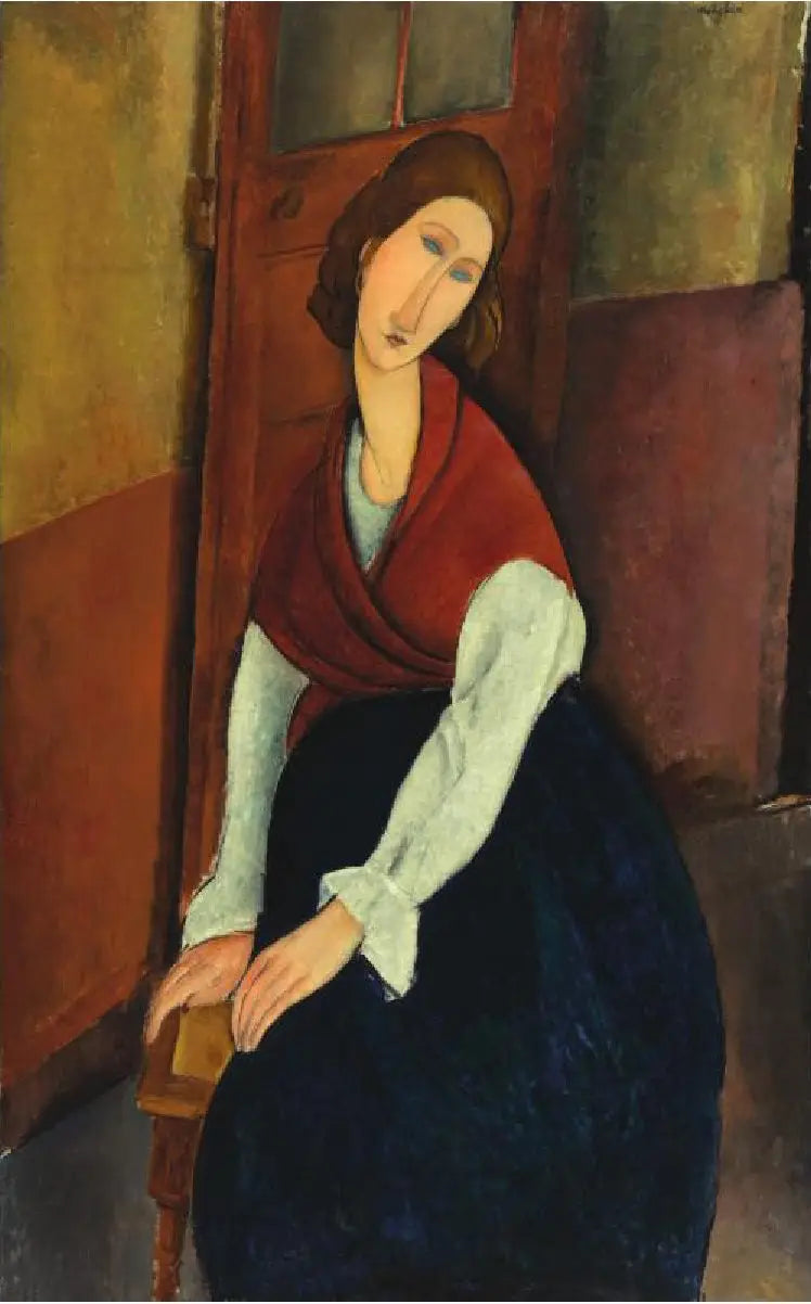 Jeanne Hébuterne devant une porte - Amedeo Modigliani image 1 tableau peint à l’huile sur toile