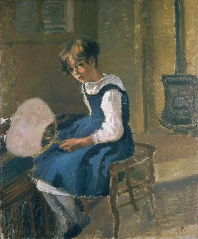Jeanne Pissarro kaldet Minette med en vifte - Camille Pissarro