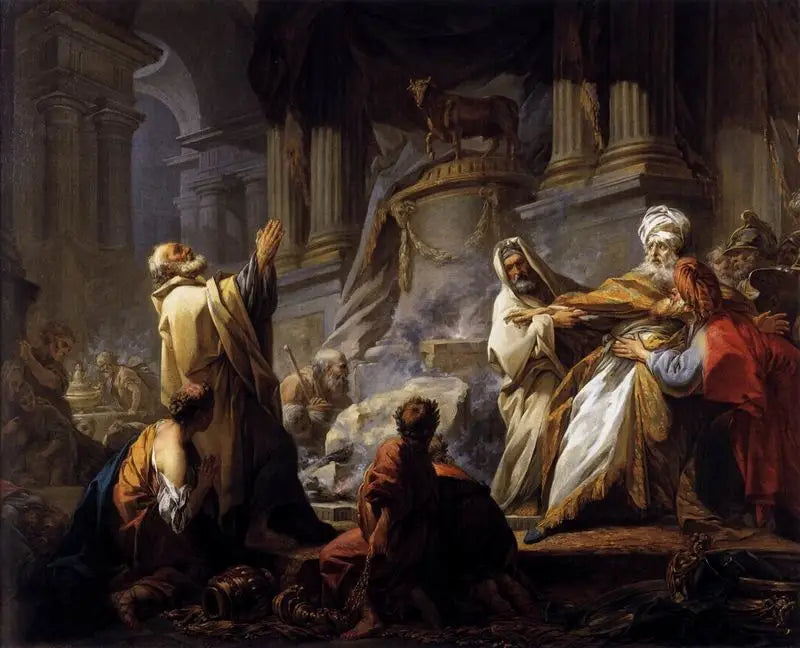 Jéroboam sacrifiant aux idoles - Jean-Honoré Fragonard image 1 reproduction de peinture à l’huile