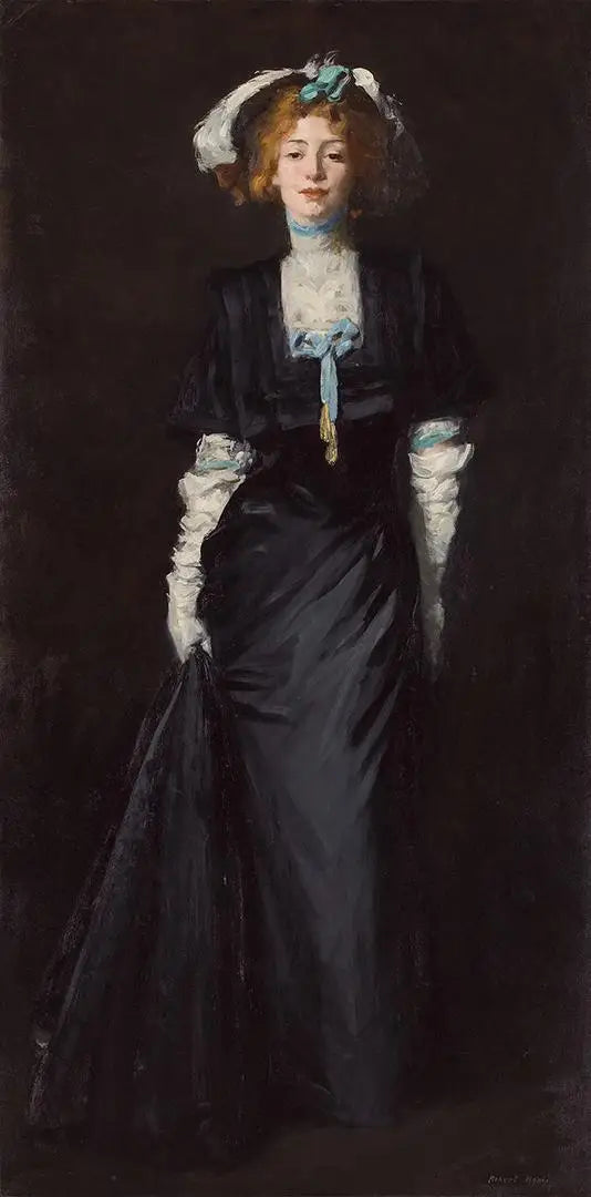 Jessica Penn i sort med hvide fjer - Robert Henri