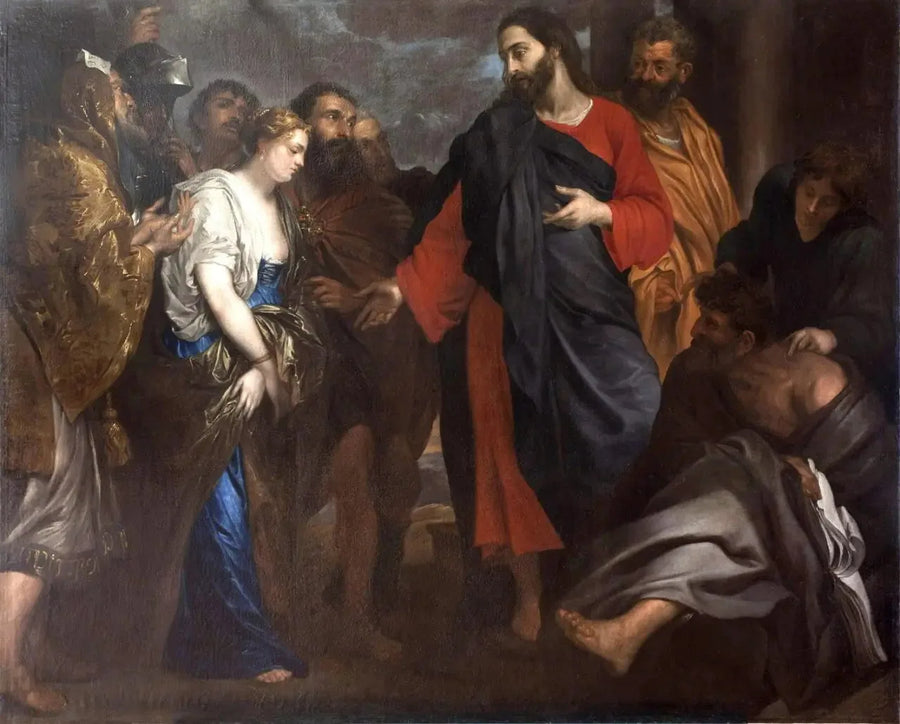 Jesus og kvinden, der blev grebet i utugt - Antoine van Dyck