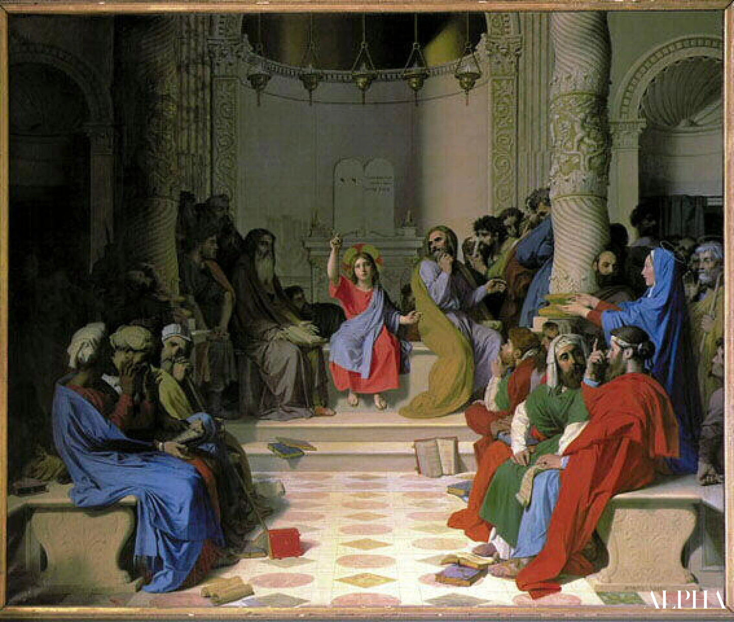 'Jesus blandt lægerne - Jean-Auguste-Dominique Ingres - Reproduktioner af malerier og højkvalitets malerier'
