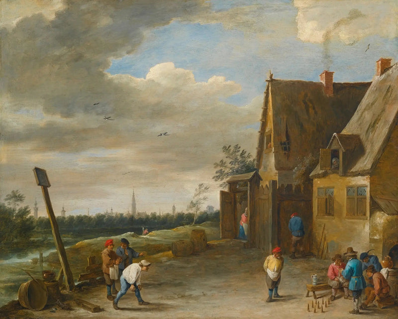 Keglespil med udsigt over Antwerpen - David Teniers le Jeune