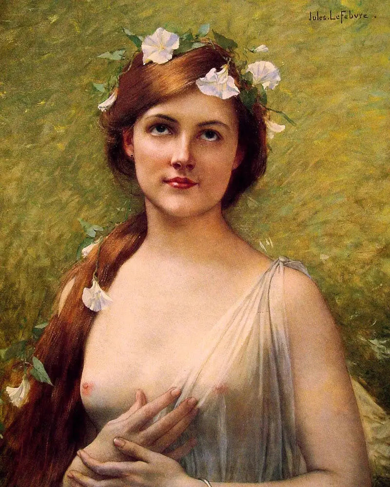 Ung dame med blomster i håret - Jules Lefebvre