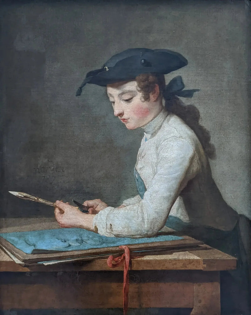 Ung tegner, der skærer sin blyant - Jean Siméon Chardin
