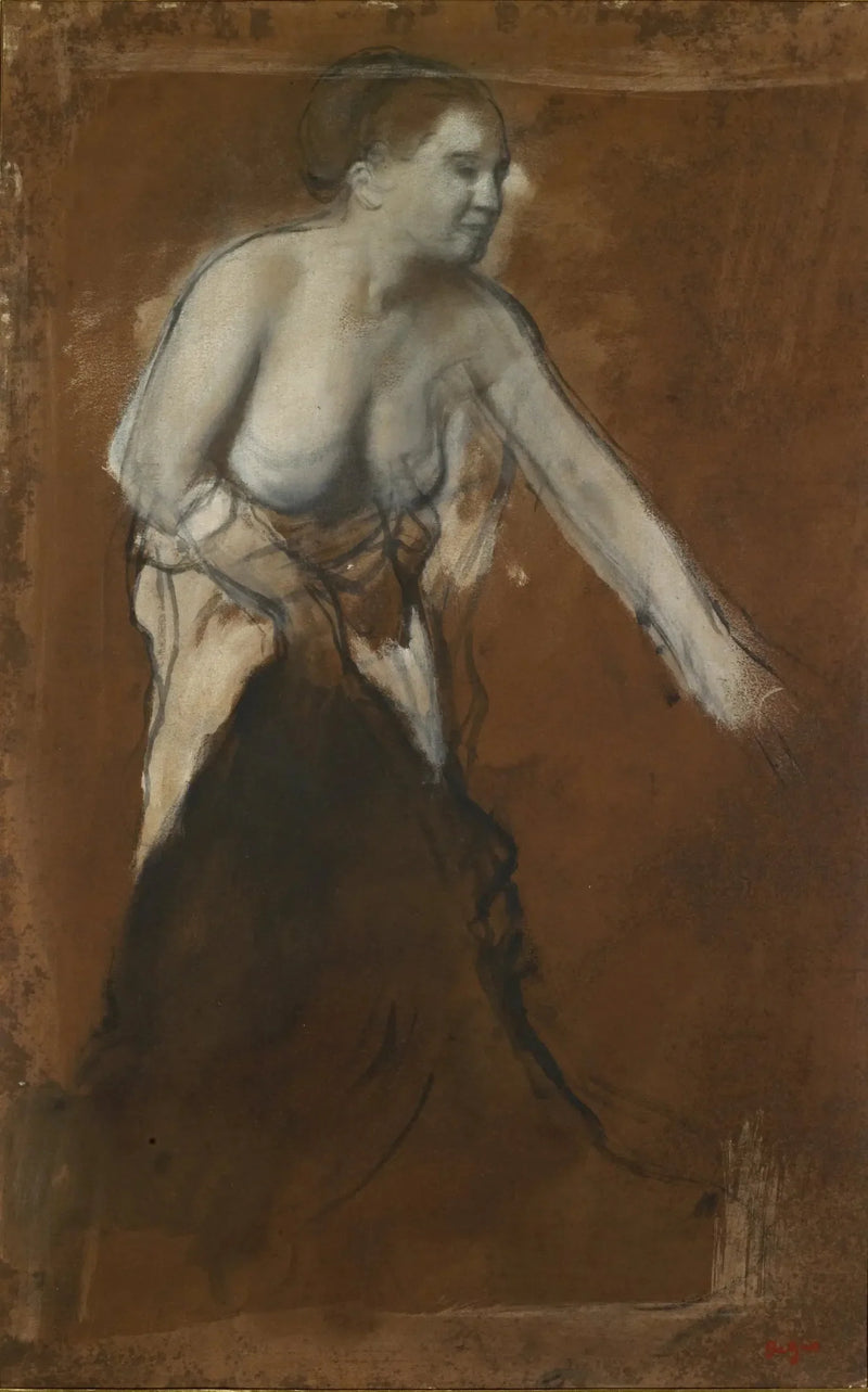 Ung kvinde halvnøgen - Edgar Degas
