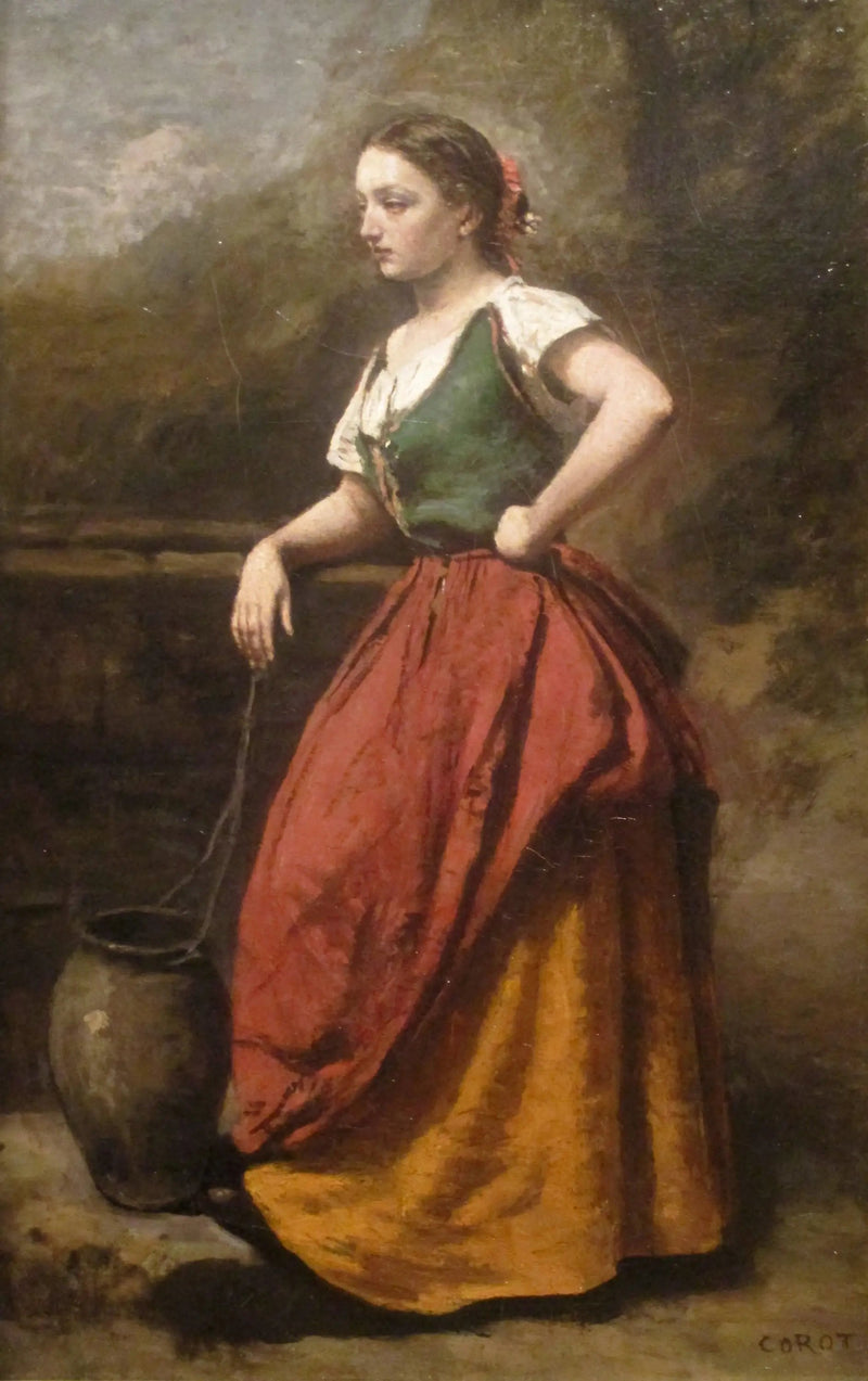 Ung kvinde ved fontænen - Jean-Baptiste Camille Corot
