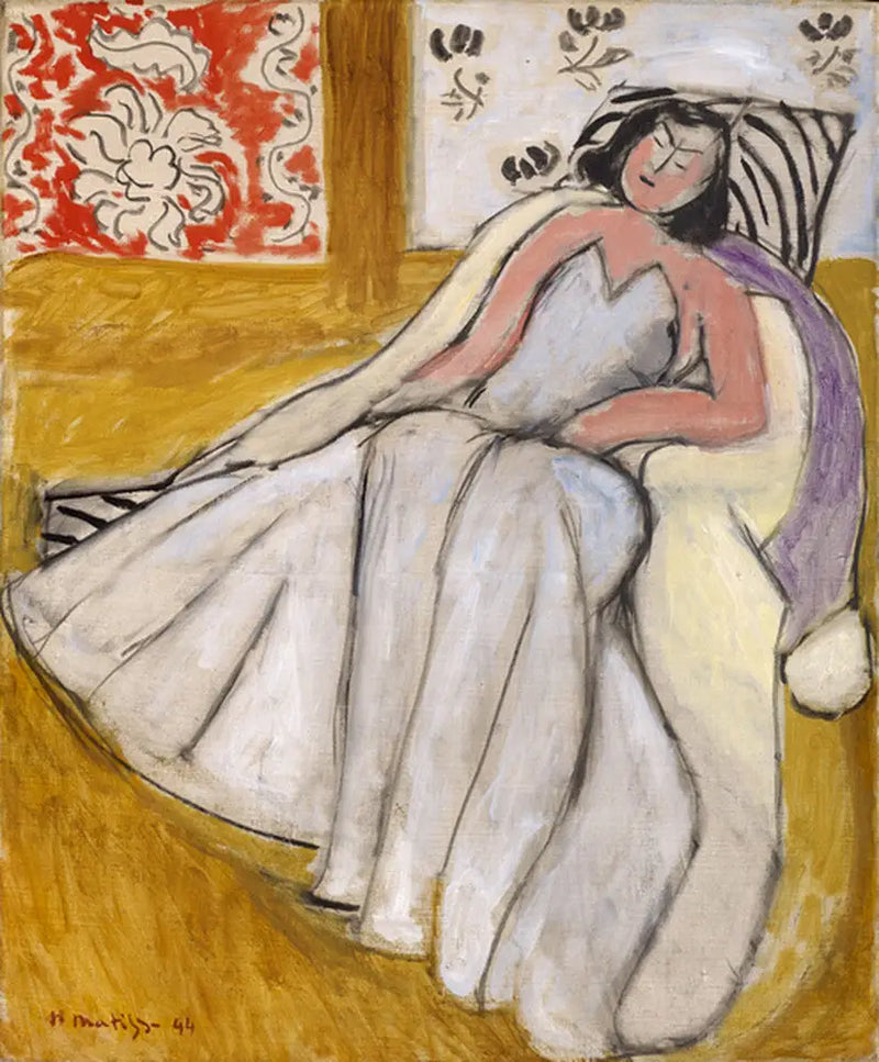 Ung Kvinde i hvid pels - Henri Matisse