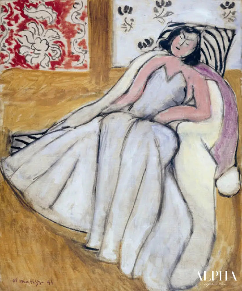 Jeune femme à la pelisse blanche - Matisse - Reproductions de tableaux et peintures haut de gamme