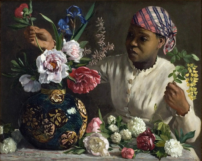 Ung Kvinde med pæoner - Frédéric Bazille