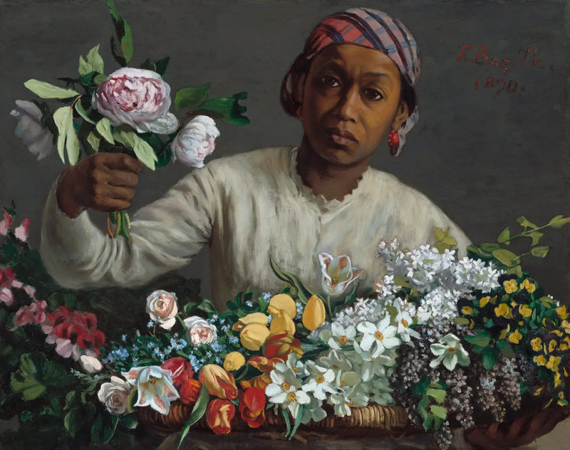 Ung Kvinde med pæoner - Frédéric Bazille