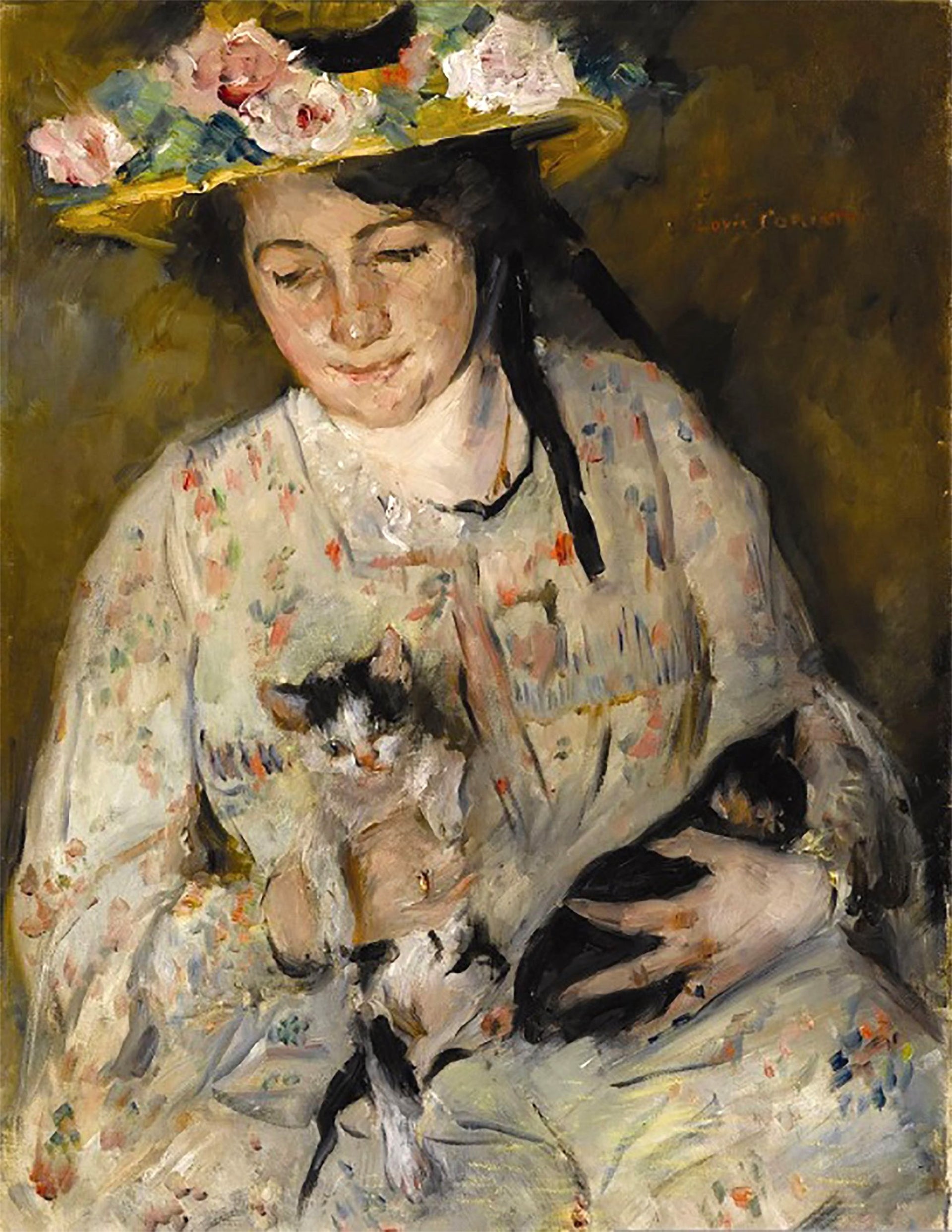 Jeune Femme avec des chats - Lovis Corinth image 1 tableau peint à l’huile sur toile