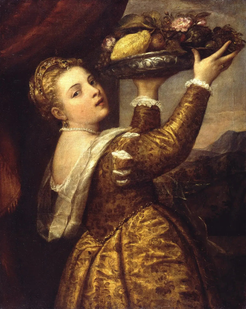 Ung kvinde med et fad frugt - Titian