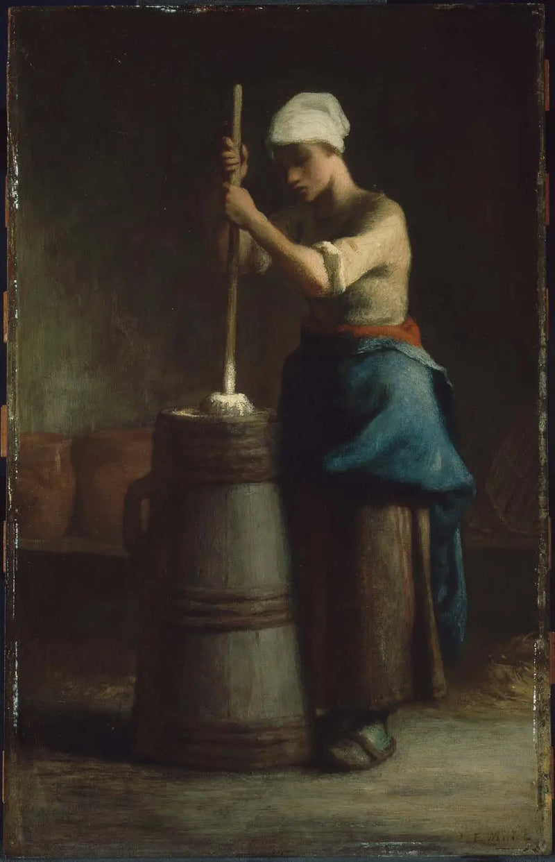 Ung kvinde, der pisker smør - Jean-François Millet