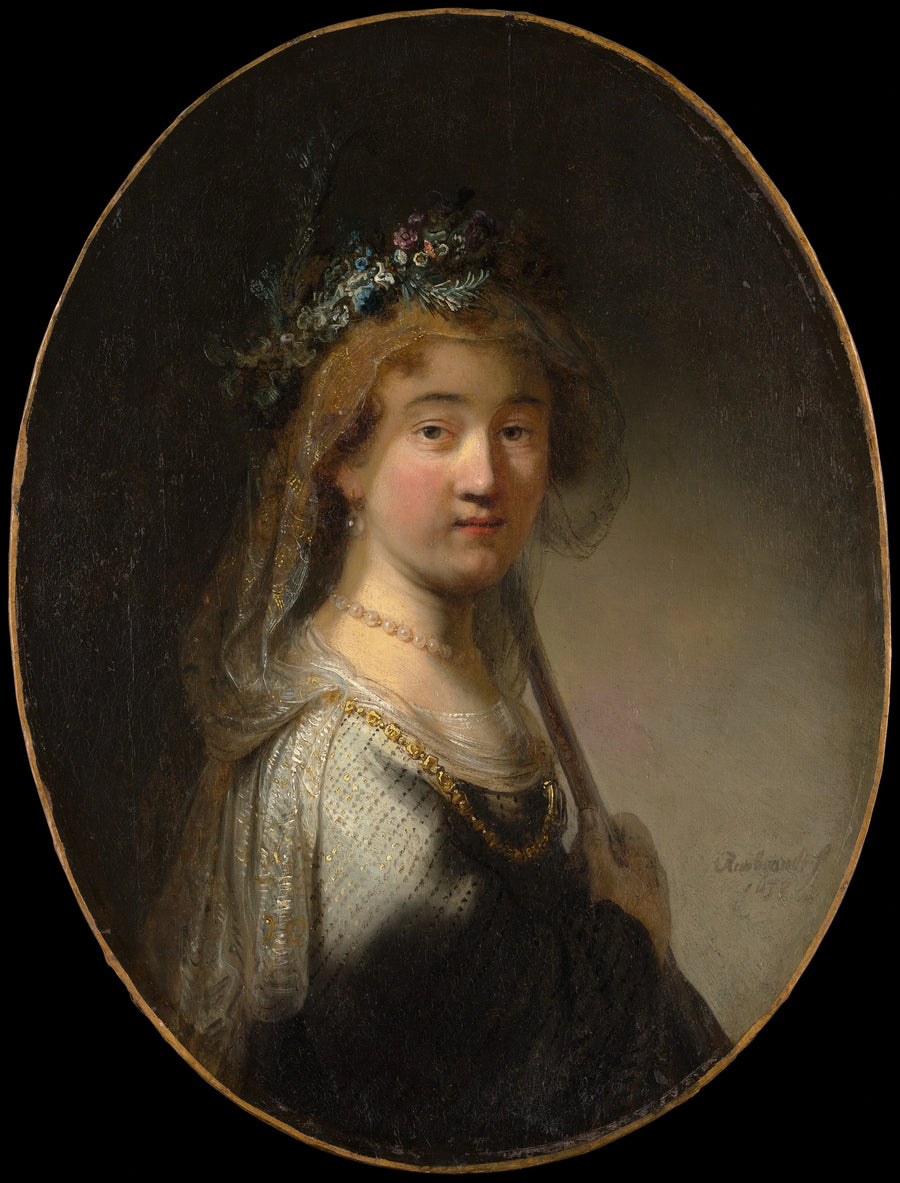 En ung kvinde i en bergère (« Saskia i Flora ») - Rembrandt
