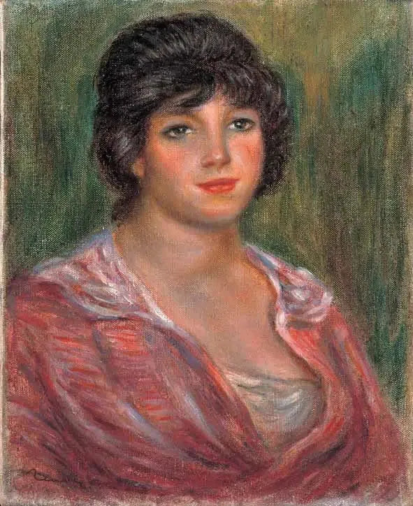 Jeune femme brune au chemisier rouge (Colonna Romano) - Pierre-Auguste Renoir image 1 reproduction d’œuvre d’art à l’huile