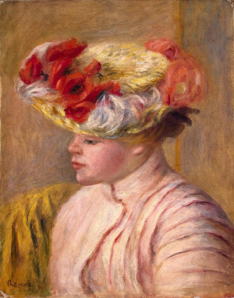 Ung kvinde med blomsterhat - Pierre-Auguste Renoir