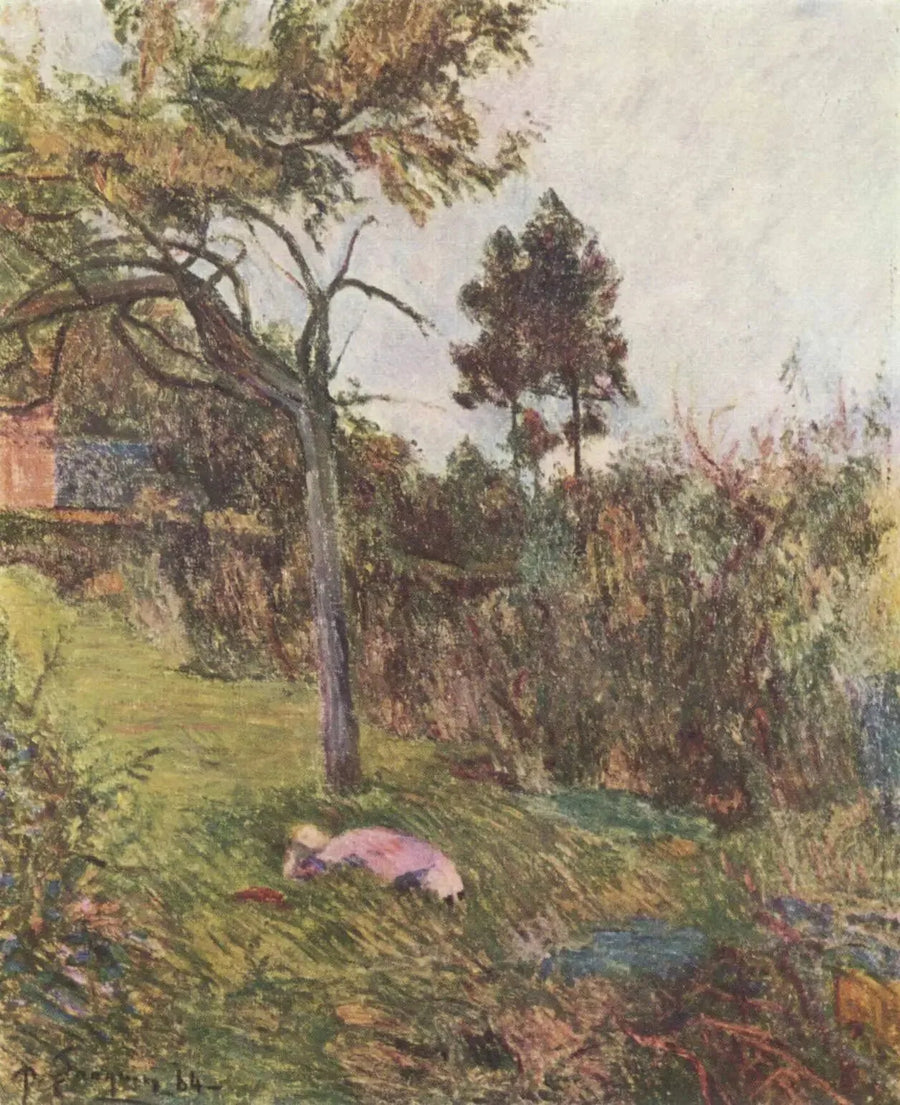 Ung kvinde liggende i græsset, eller Pige liggende i en eng - Paul Gauguin