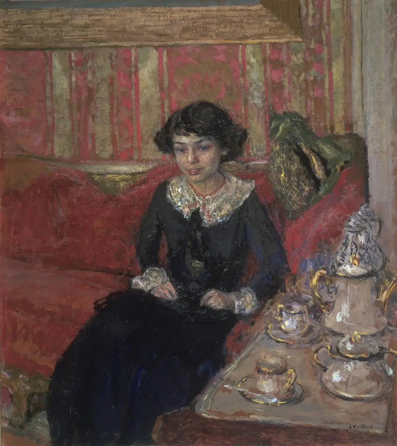 Ung kvinde i et interiør - Édouard Vuillard