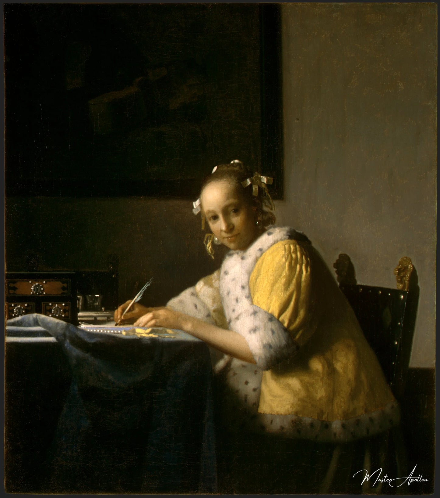 Jeune femme écrivant une lettre - Johannes Vermeer - Reproductions de tableaux et peintures haut de gamme