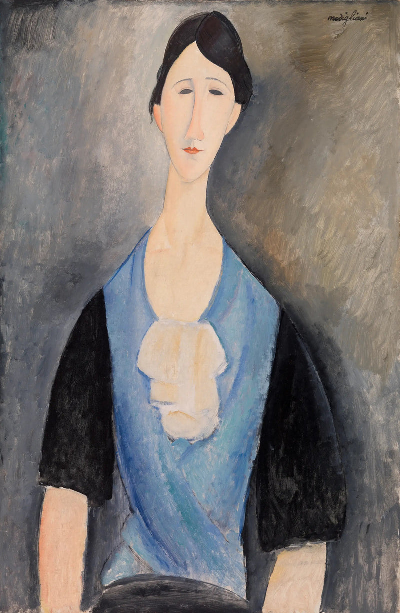 Ung kvinde i blå (Giovane donna in azzurro) - Amedeo Modigliani