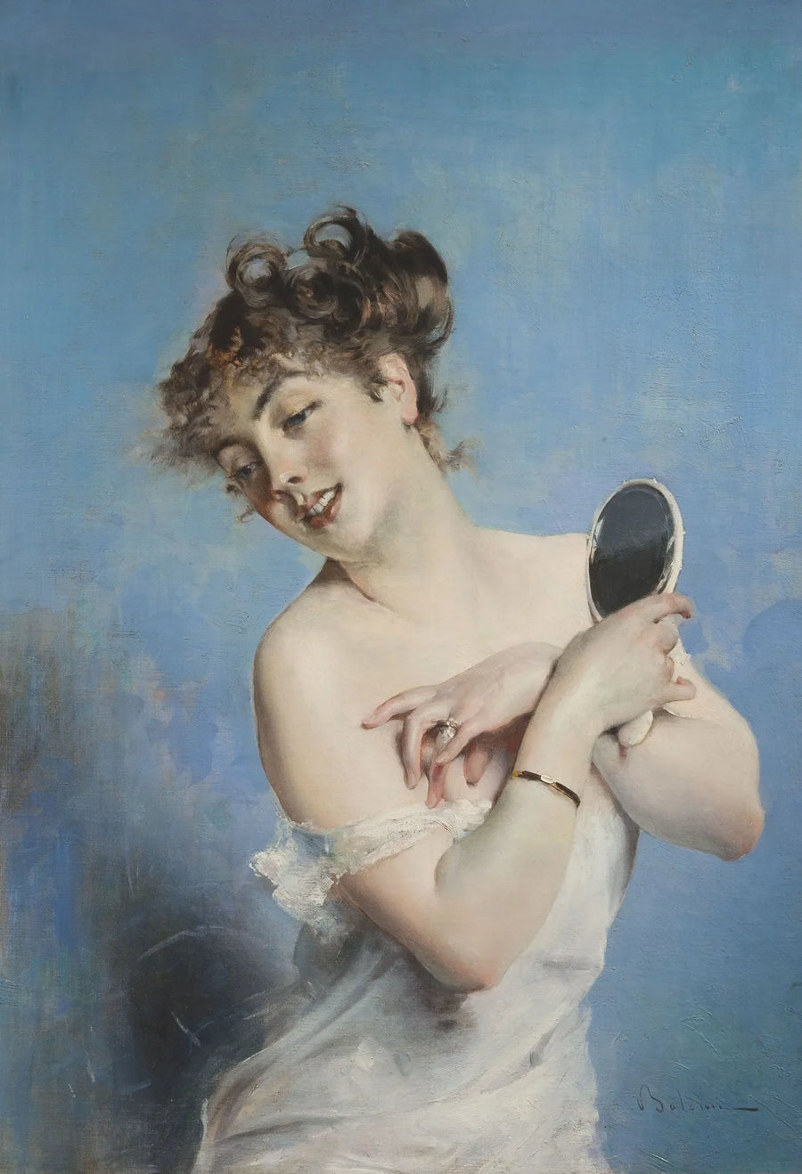 Ung kvinde i nattøj (personlig pleje) - Giovanni Boldini