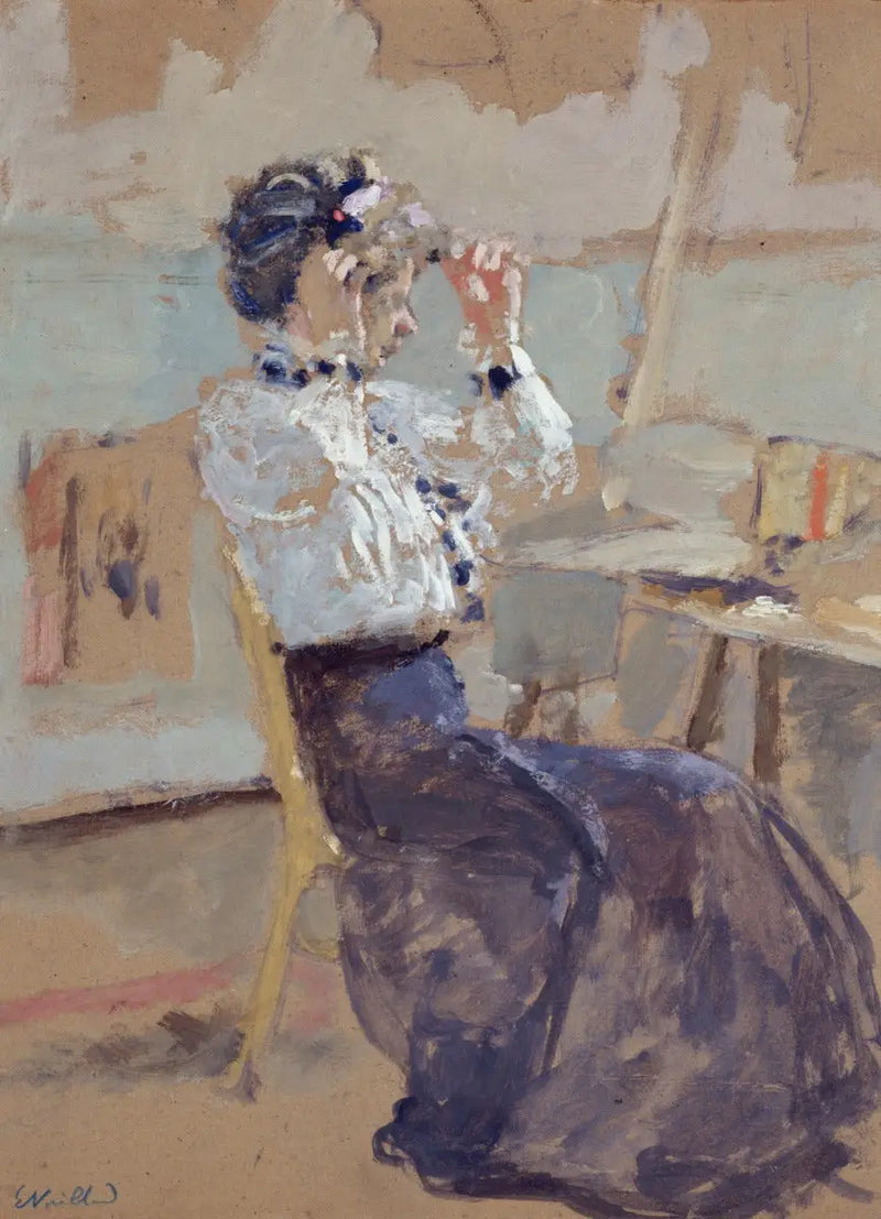 Ung kvinde pålægger en hat - Édouard Vuillard