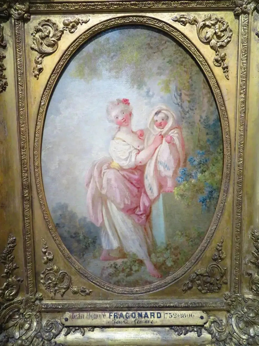 Ung kvinde leger med et barn - Jean-Honoré Fragonard