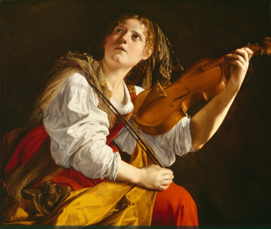 Ung kvinde der spiller violin - Orazio Gentileschi