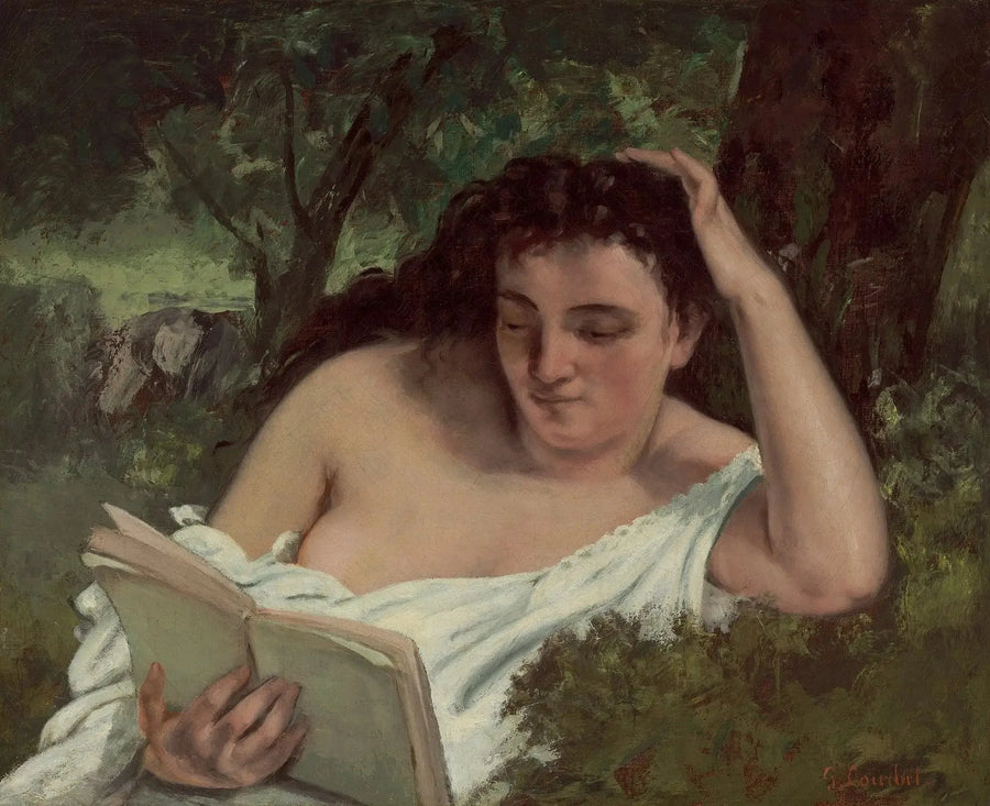 Ung kvinde læsende - Gustave Courbet