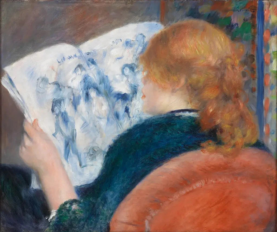 Ung kvinde læser et illustreret magasin - Pierre-Auguste Renoir