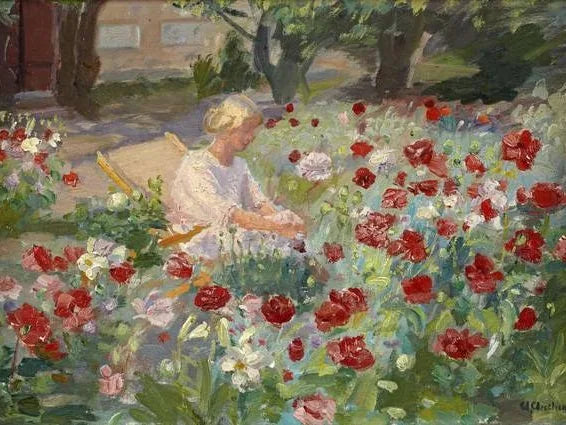 Ung kvinde blandt valmuerne - Anna Ancher