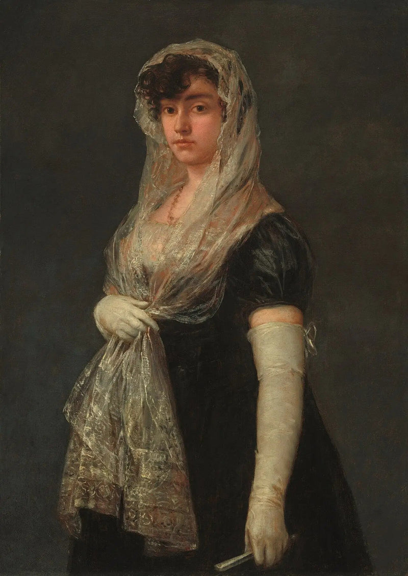Ung kvinde iført en mantille og en basquina - Francisco de Goya