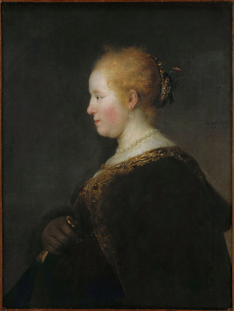 Dame med en vifte - Rembrandt