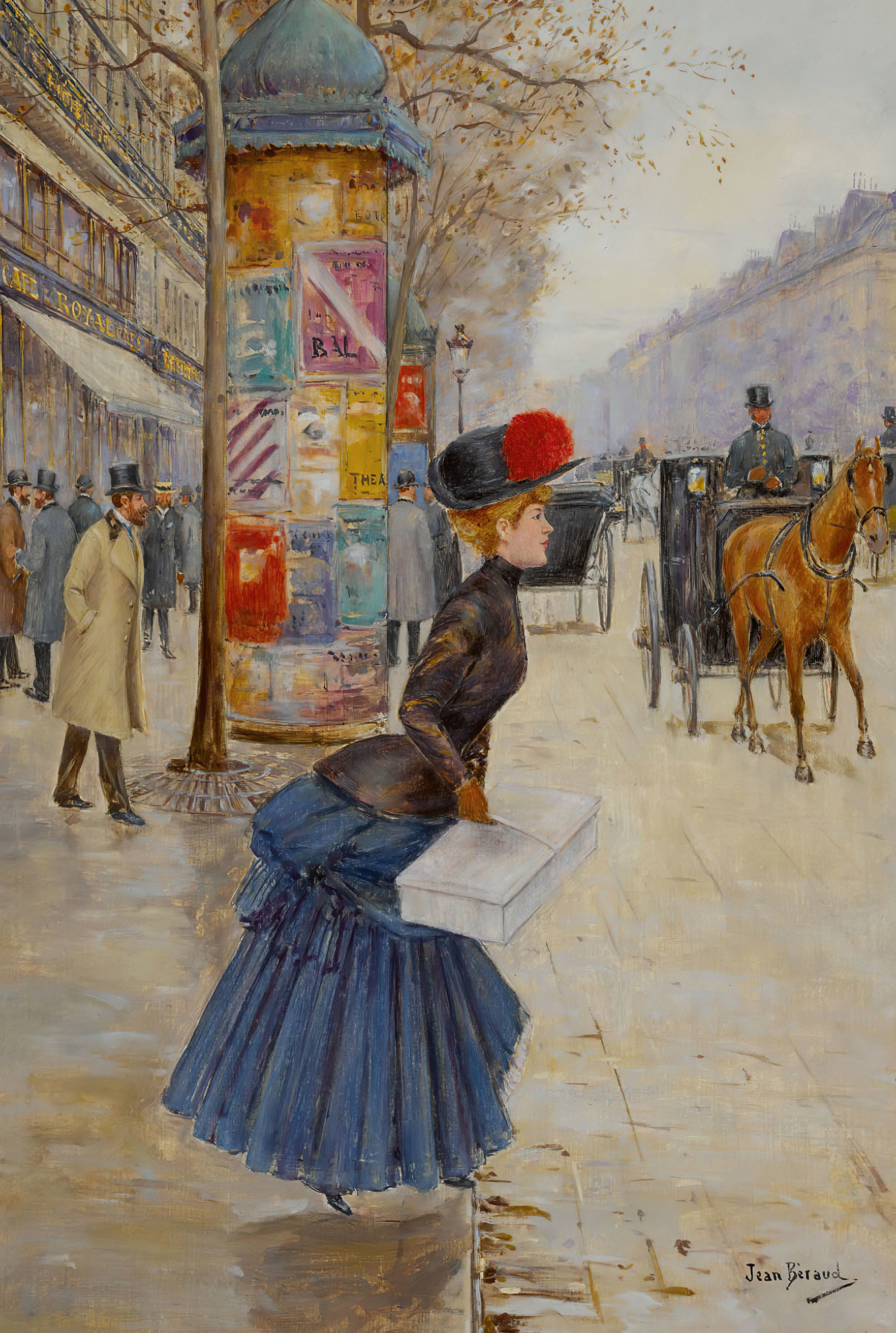 Ung kvinde, der krydser boulevardet - Jean Béraud