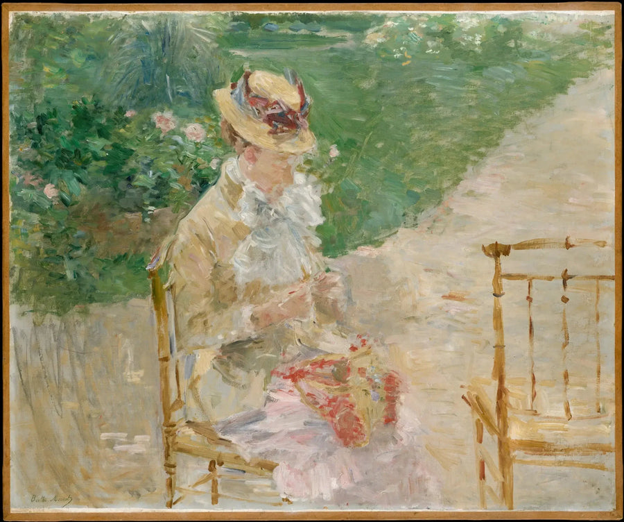 Ung kvinde strikkende - Berthe Morisot