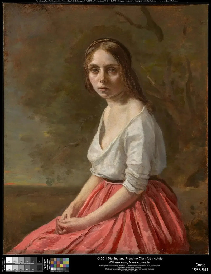Ung pige i den lyserøde nederdel - Jean-Baptiste Camille Corot