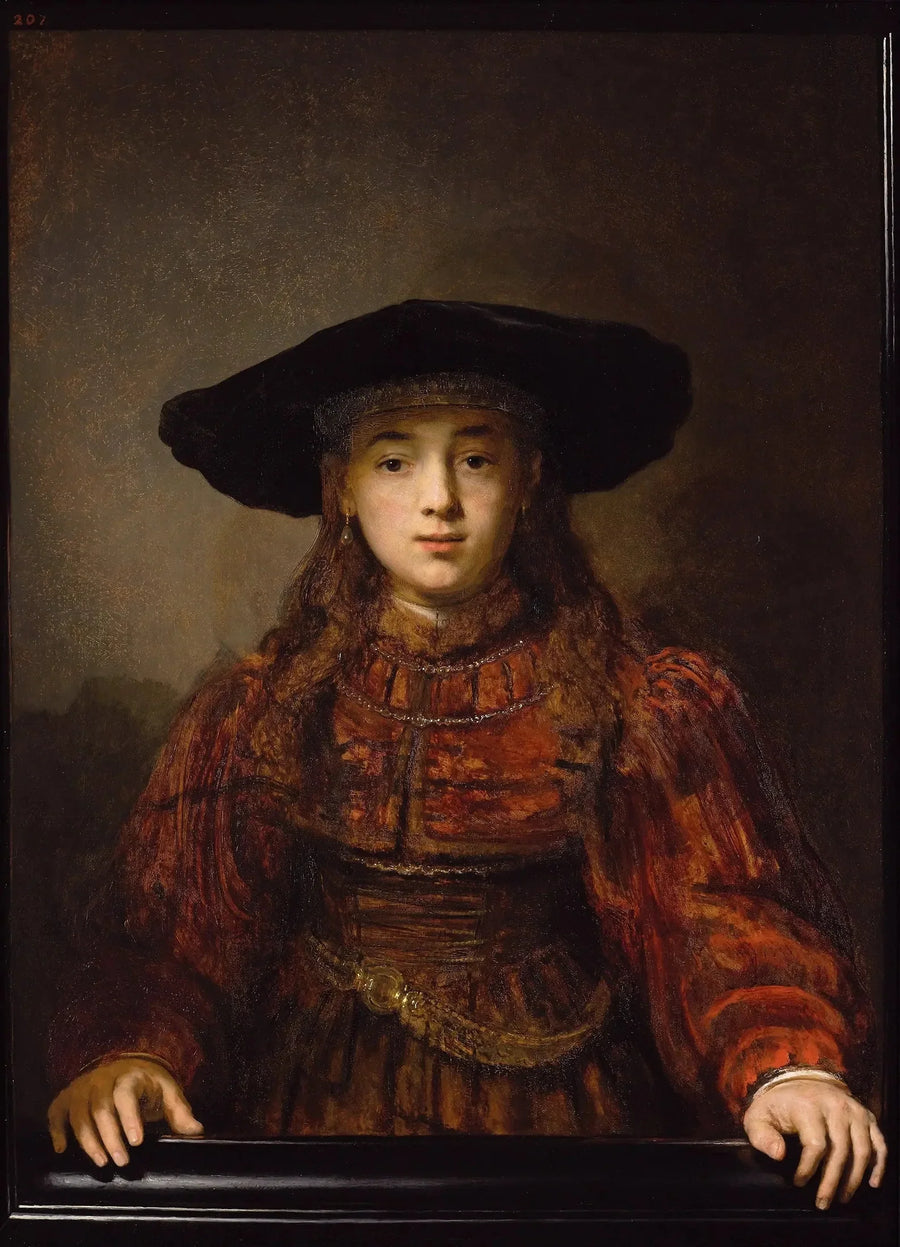 Ung Pige i ramme - Rembrandt
