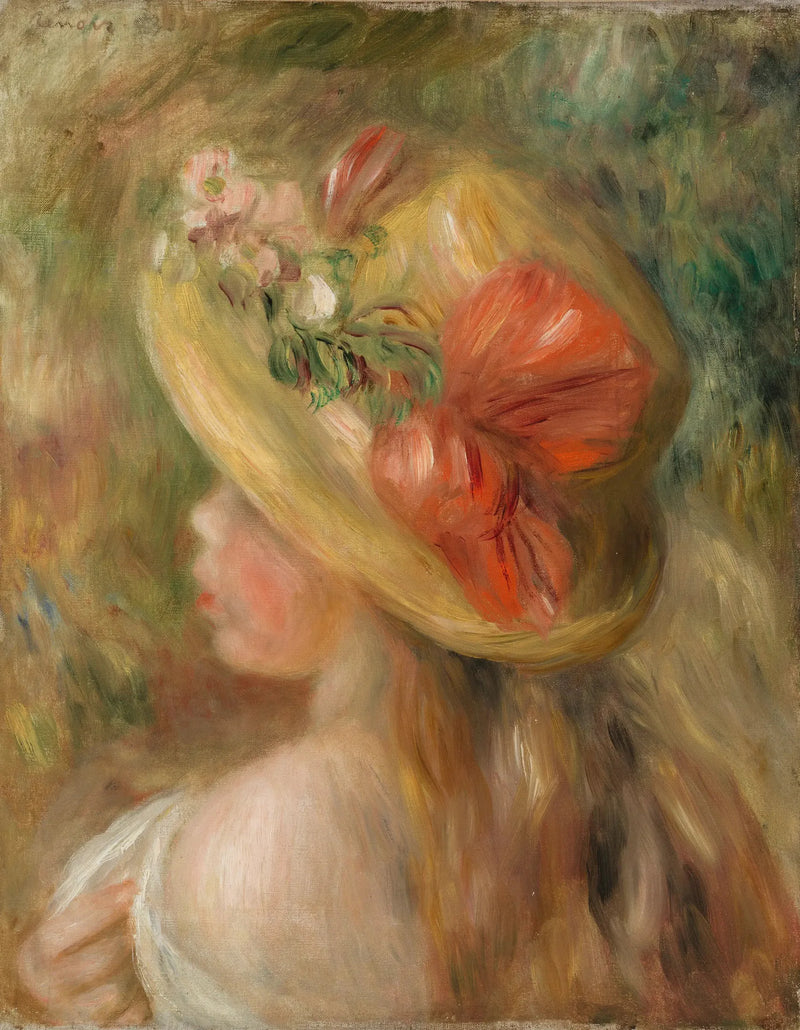 Ung pige med hat (Ung pige med hat) - Pierre-Auguste Renoir