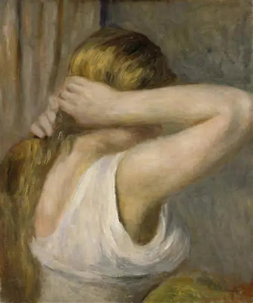 Ung pige med hænderne hævet - Pierre-Auguste Renoir