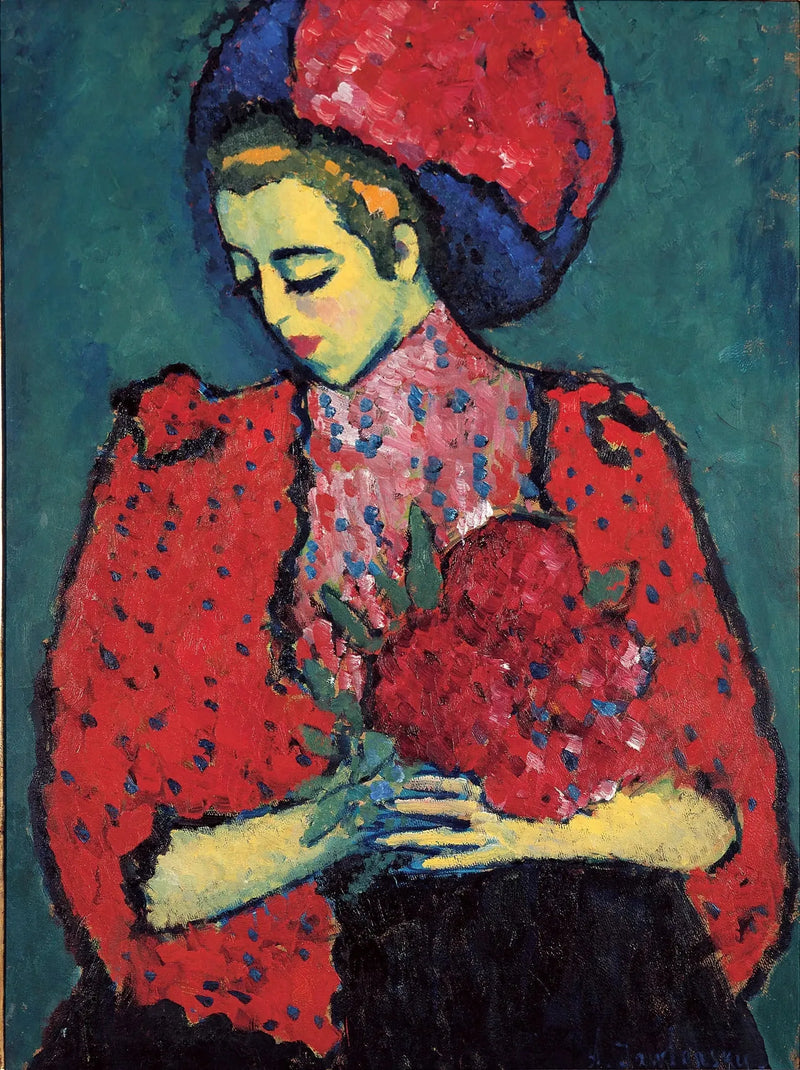 Ung pige med pæoner - Alexej von Jawlensky