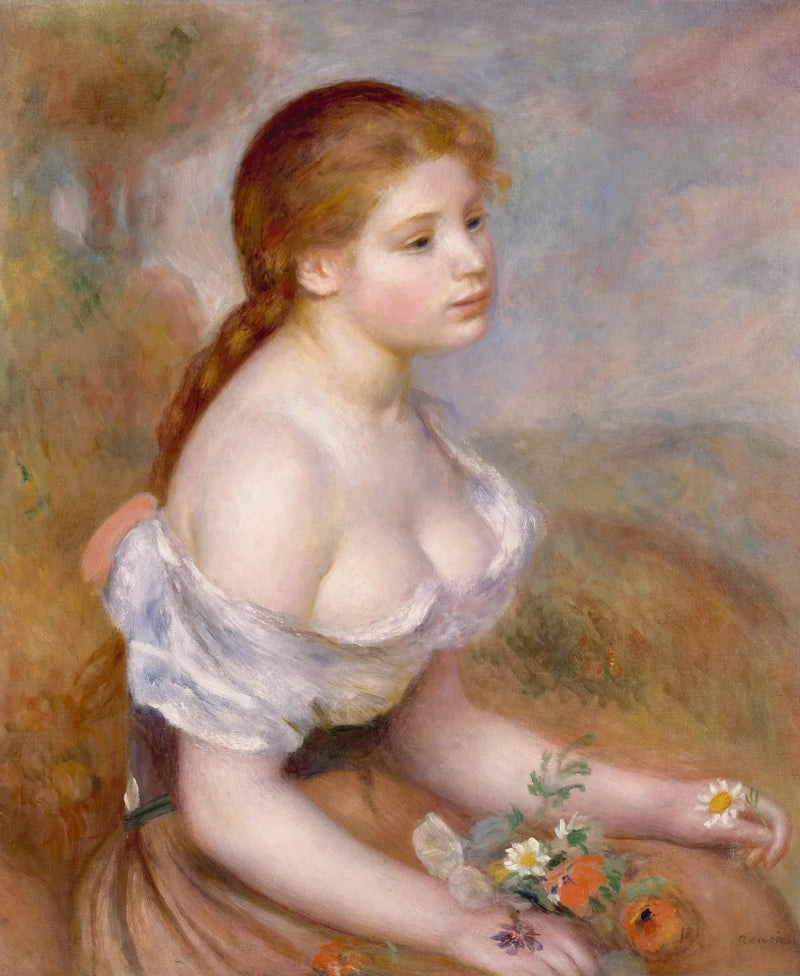 Ung pige med margueritter - Pierre-Auguste Renoir