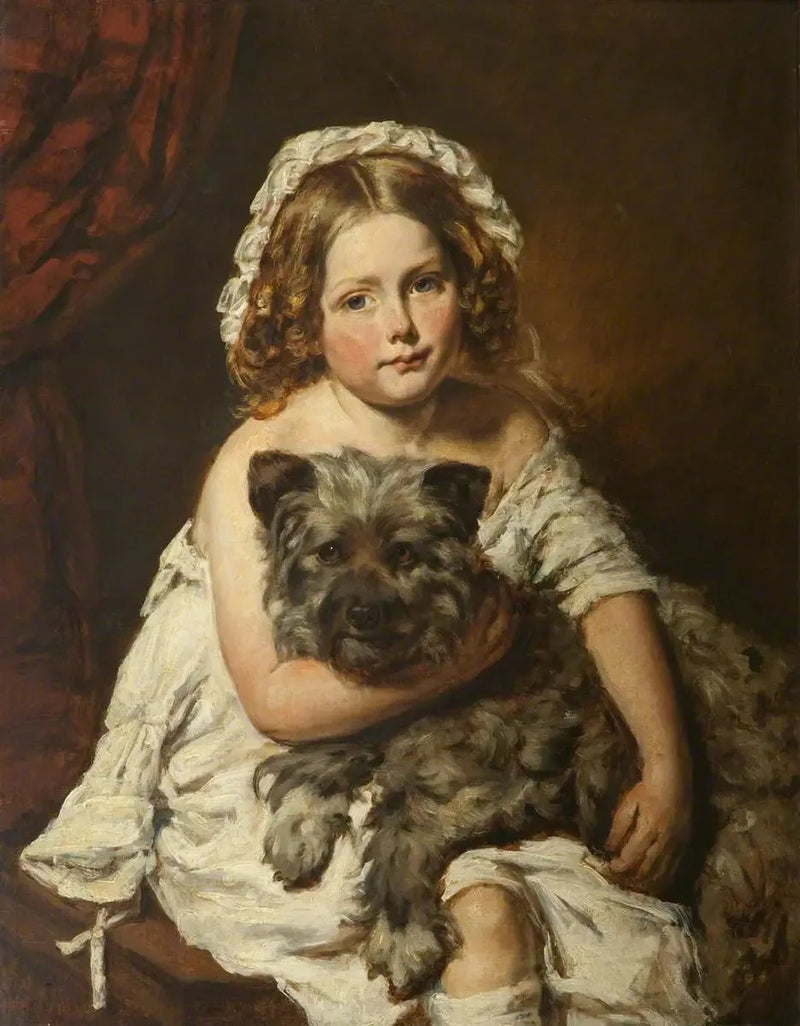 Ung pige med en hund - Edwin Henry Landseer