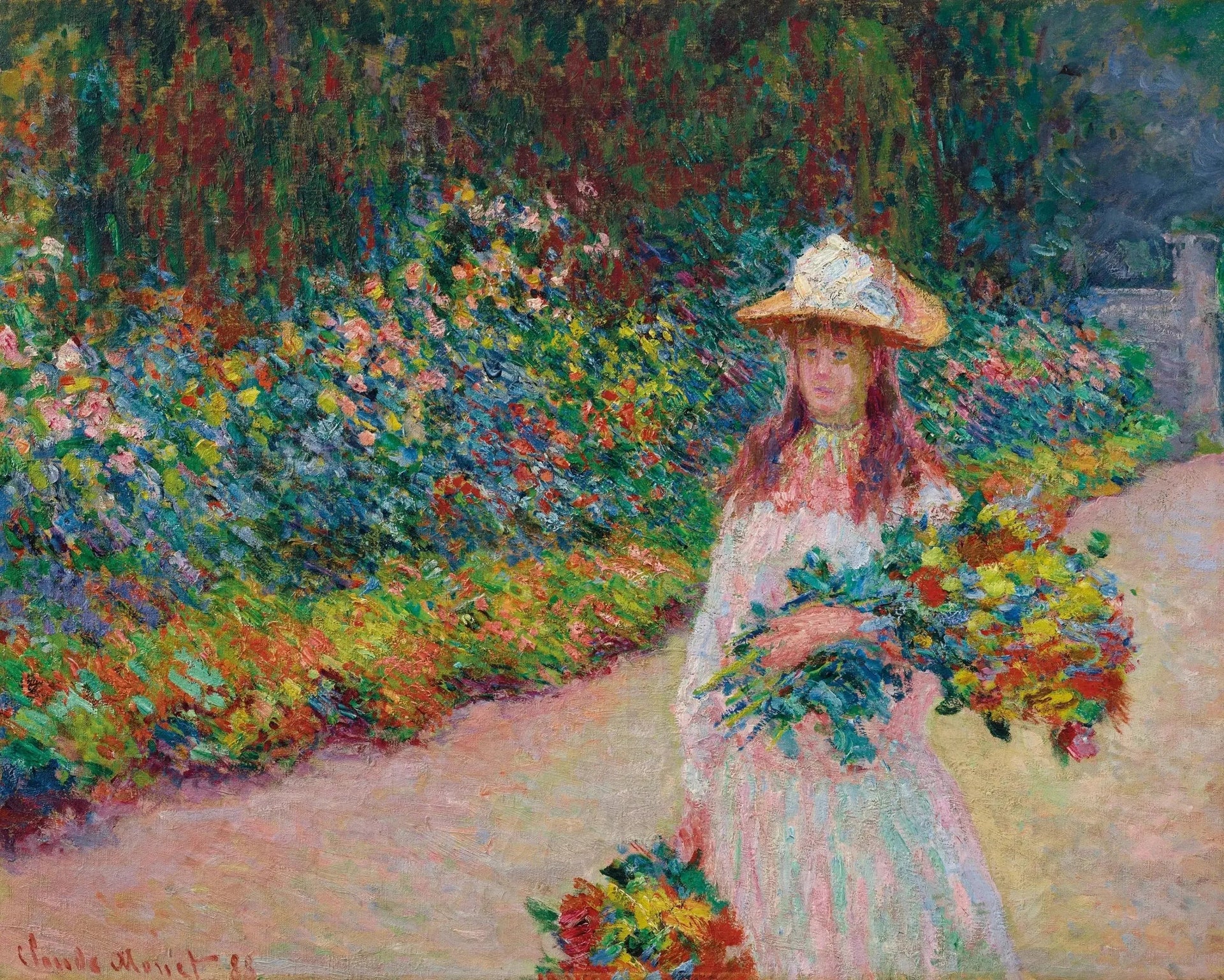 Jeune fille dans le jardin de Giverny - Claude Monet image 1 reproduction artisanale de tableau